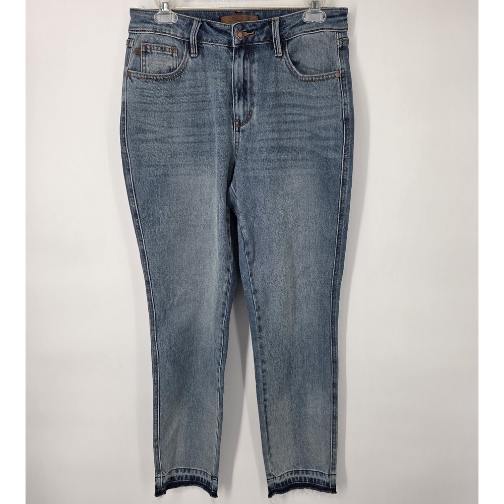 Judy Blue Mid Rise Rigid Magic Release Hem Size 7/28 Boyfriend Denim Jeans 88818 - Picture 2 of 9